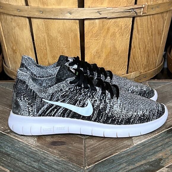 Nike Free RN Flyknit Black Gray White 880844-003 Running Shoes Womens Size 6 - Picture 1 of 10